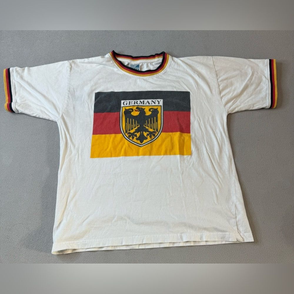 Vintage 80s 90s Germany Flag Big Logo T Shirt Surf Skate Boys Size 12 yers old